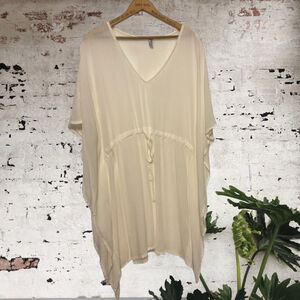 Simon Chang white loose flowy drawstring waist swim Cover-Up Size S